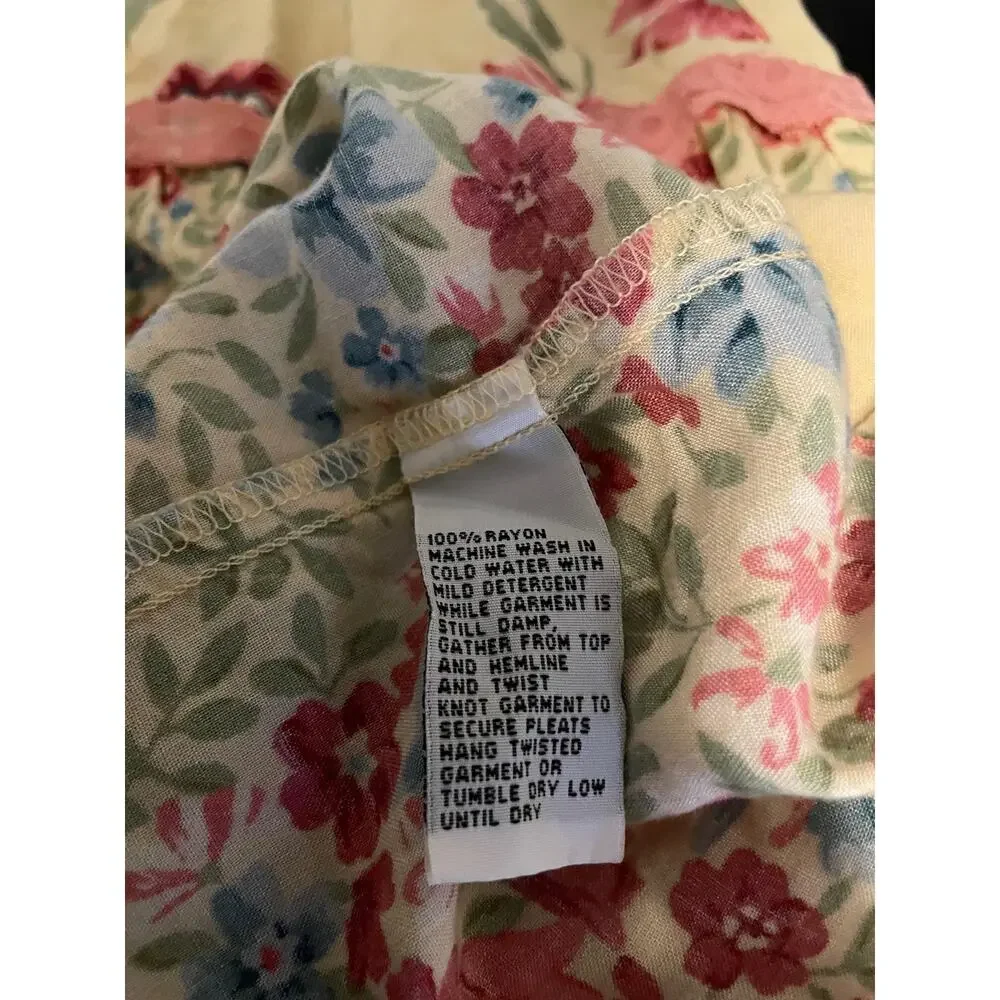 Studio Ease Dress Womens 14 Yellow Floral Tiered Maxi Boho Cottagecore Y2K - Picture 4 of 8